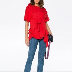 SIMONE ROCHA Bow-detailed cotton-jersey T-shirt